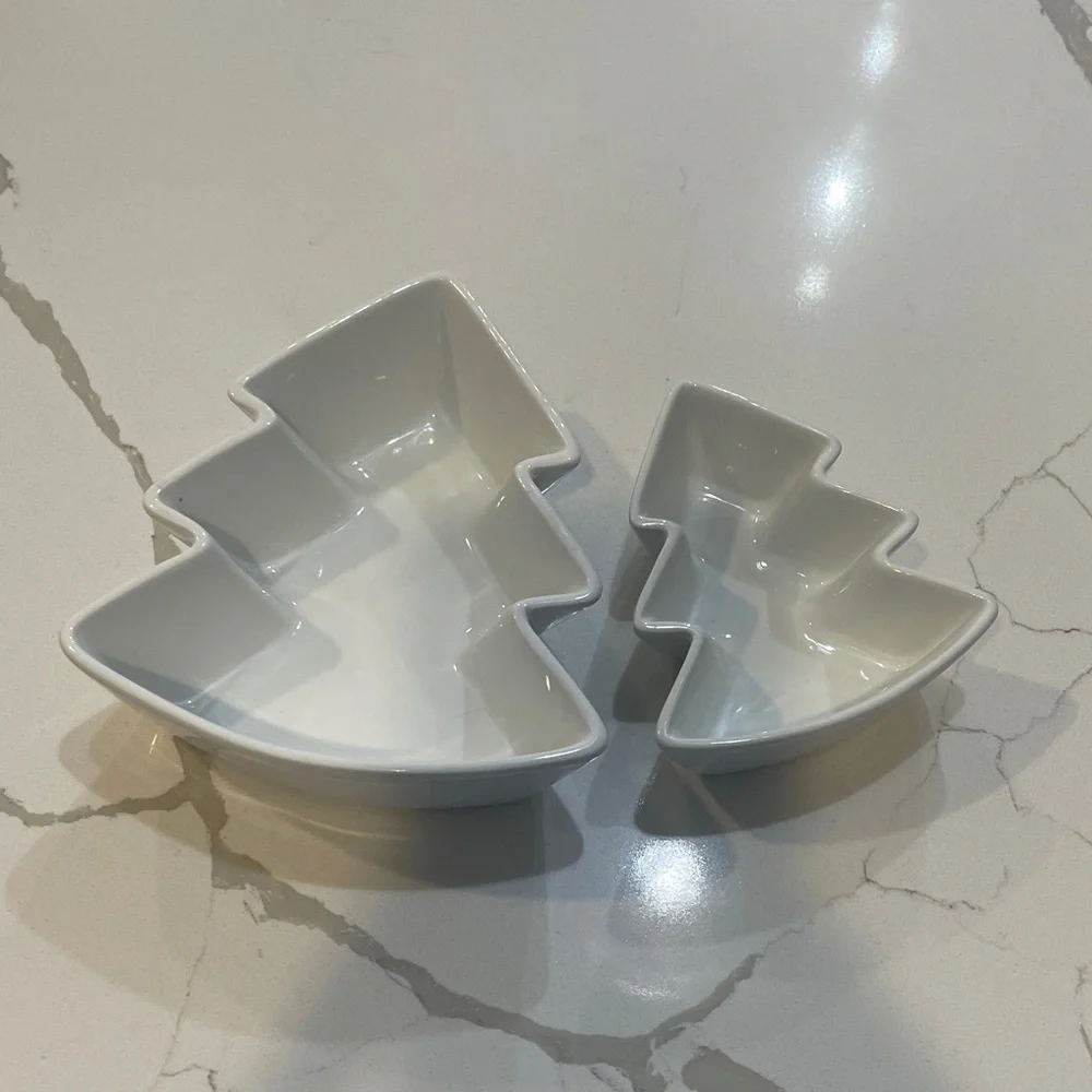Crate&Barrel White Tree-Shaped Dishes